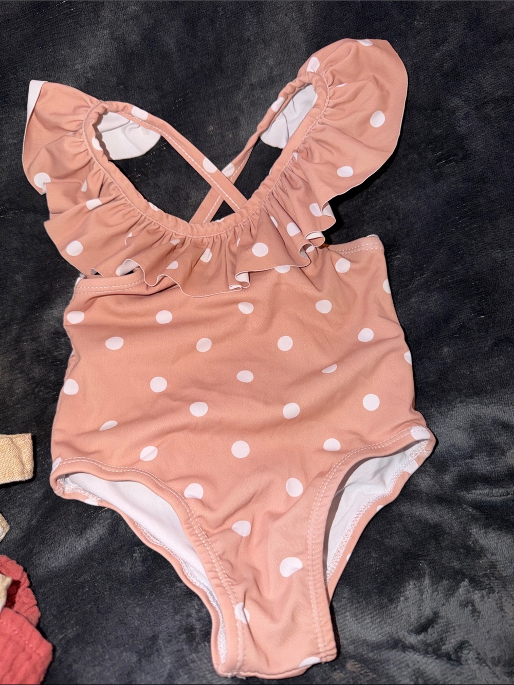 Girls' Pink Polka Dot Ruffle One-Piece Swimsuit